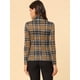 thumbnail image 5 of Blusa a cuadros con cuello Alto Allegra K para Mujer Marrón L, 5 of 6