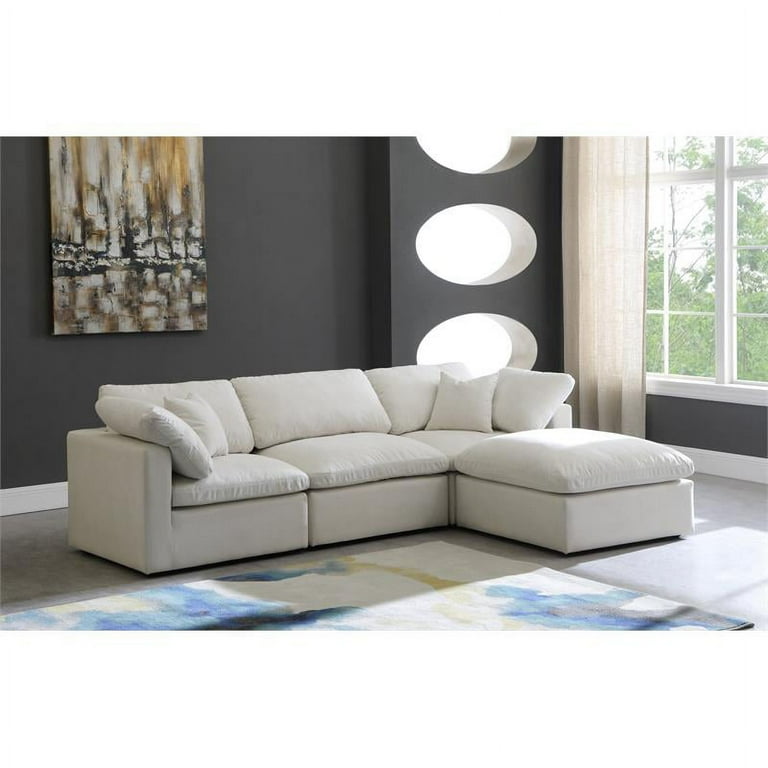 Meridian furniture plush standard cream velvet cloud modular sectional deals
