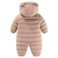 thumbnail image 4 of Odeerbi Infant Boys Girls Snowsuits Winter Thermal Puffer Jumpsuit Down Romper Infant Cute Hooded Bodysuit Plush Zipper Long Sleeve Onesie Infant Clothes Beige, 4 of 5
