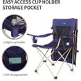 thumbnail image 4 of Camping Brothers Camping Chair with Shade Canopy - Outdoor Folding Patio Chair - Includes Retractable Sun Shade, Cup Holder, Side Pockets (Navy), 4 of 9