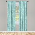 thumbnail image 2 of Ambesonne Spring Curtains, Continuous Pastel Flower Art, Pair of 28"x63", Earth Yellow and Pale Teal, 2 of 3