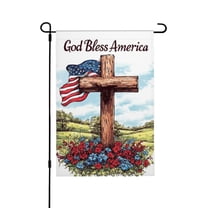 AMHNF God Bless America Linen Garden Flag 12x18 inch, Memorial Day Independence Day Yard Flag for Spring Summer Home Outdoor Garden Decoration