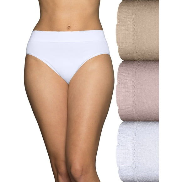 Vanity Fair Women's No Pinch No Show Seamless Underwear, Hi Cut-3 Pack-Quartz/White/Neutral, 9