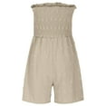 thumbnail image 6 of Tnhcen Summer Women's Ice Silk Wrinkles Off-The-Shoulder Strapless Romper with Button Drawstring Shorts Jumpsuit Short S-2XL, 6 of 8