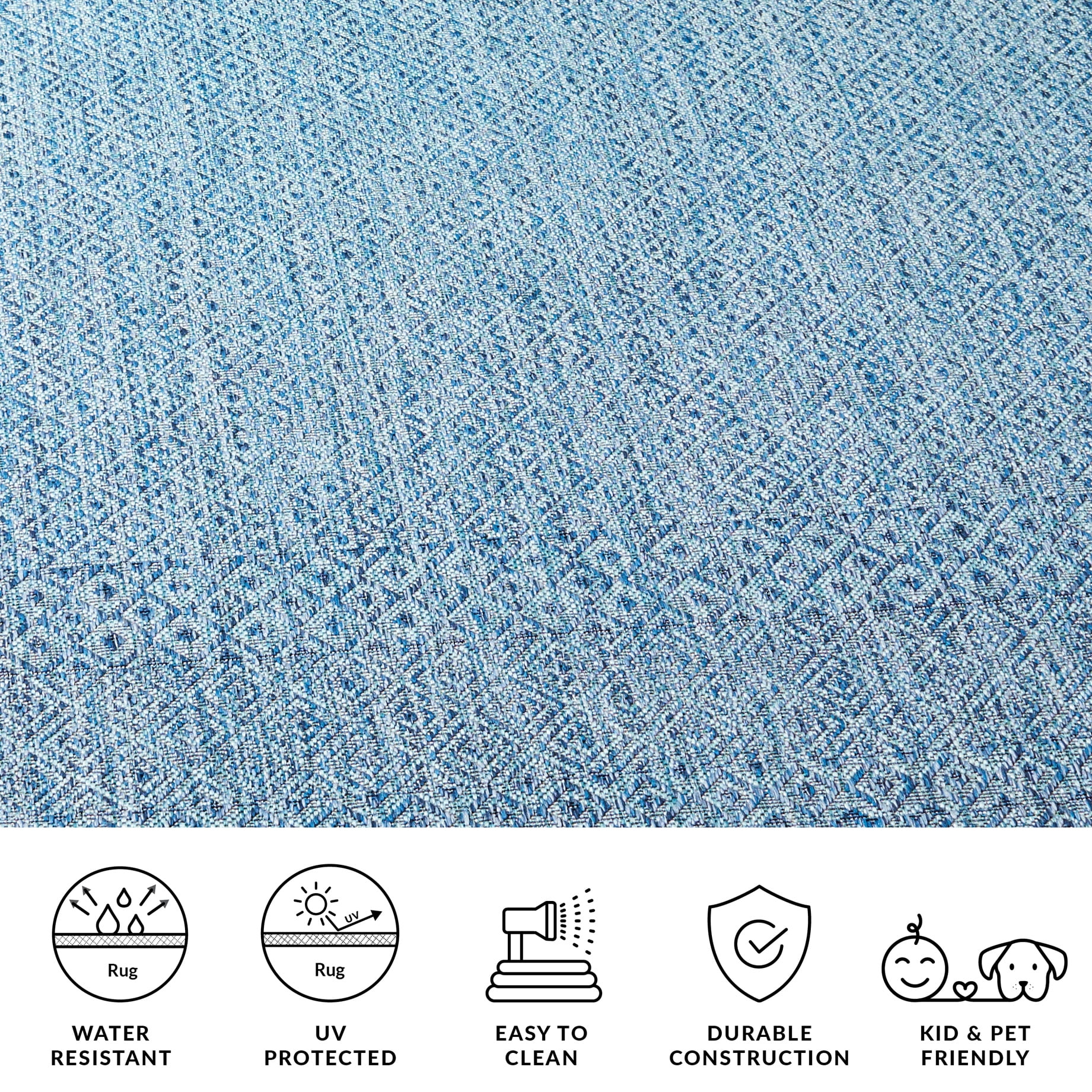 SAFAVIEH Courtyard Evander Geometric Indoor/Outdoor Area Rug, Aqua/Navy, 8' x 10'