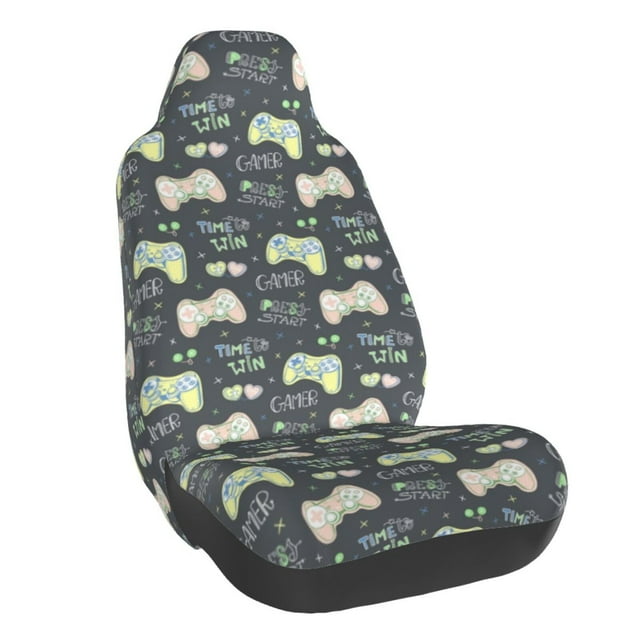 Wukai Gamers Full Set Car Seat Covers with Soft Padding Universal Auto Front Seats Protector and Cushion Mat