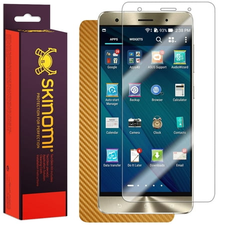 Skinomi TechSkin Gold Carbon Fiber & Screen Protector for Asus Zenfone 3 Deluxe