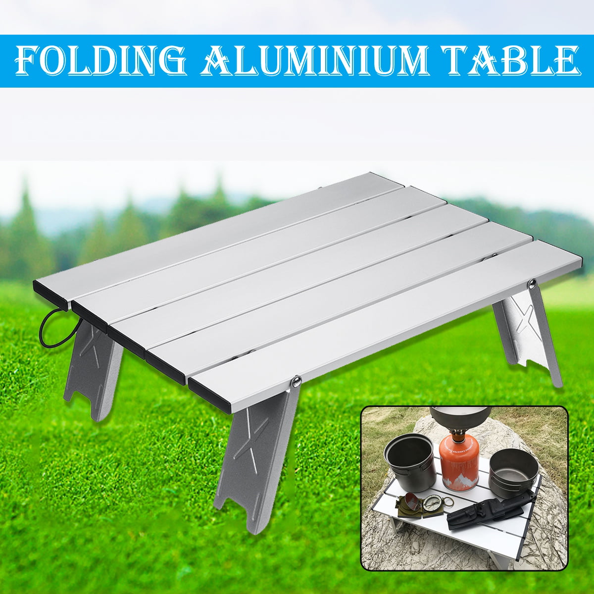 Aluminium Folding Portable Camping Picnic Kitchen Party Dining Table Bed Tray 
