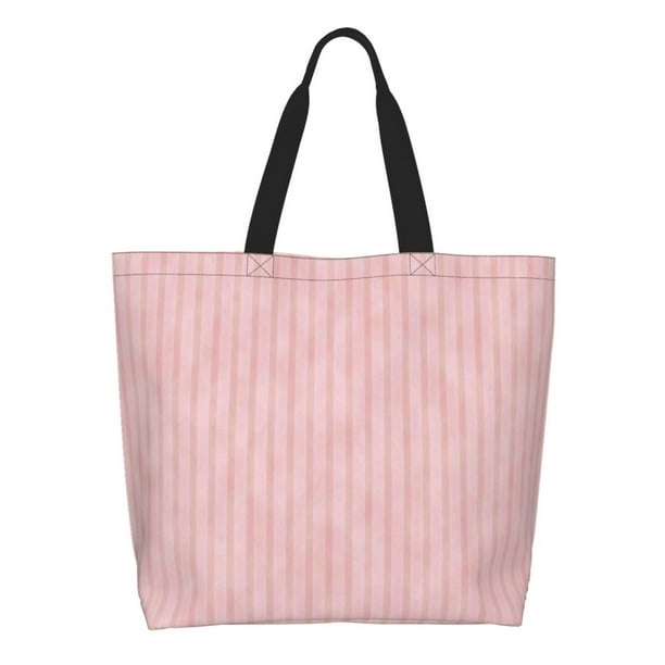 Disketp Pink Stripes Bolsa Tote Estampada para Mujer, Bolso de Hombro y de Mano para Compras y Viajes