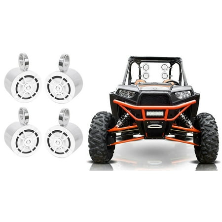 (4) Kenwood KFC-1633MRW 200w 6.5" Chrome Tower Speakers For RZR/ATV/UTV/Cart