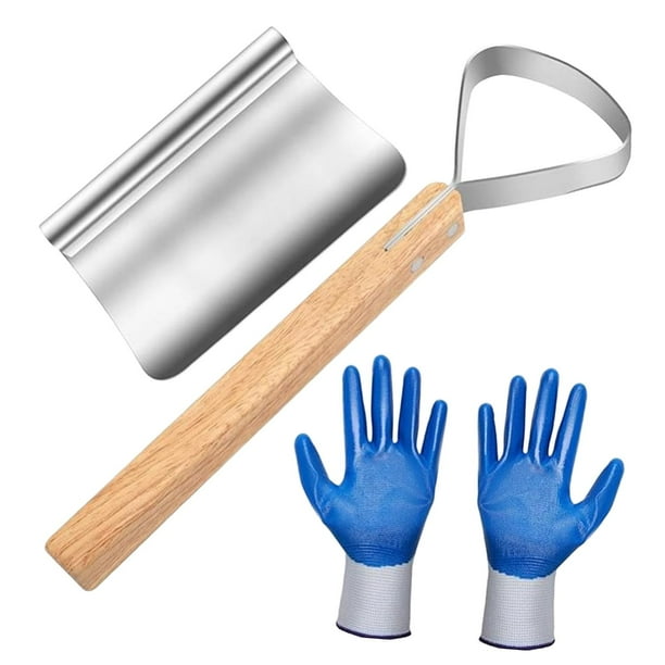 Cuchillo de descarnar para raspar pelo de cerdo, ergonómico, con guantes, de acero inoxidable, para carnicería de granja.