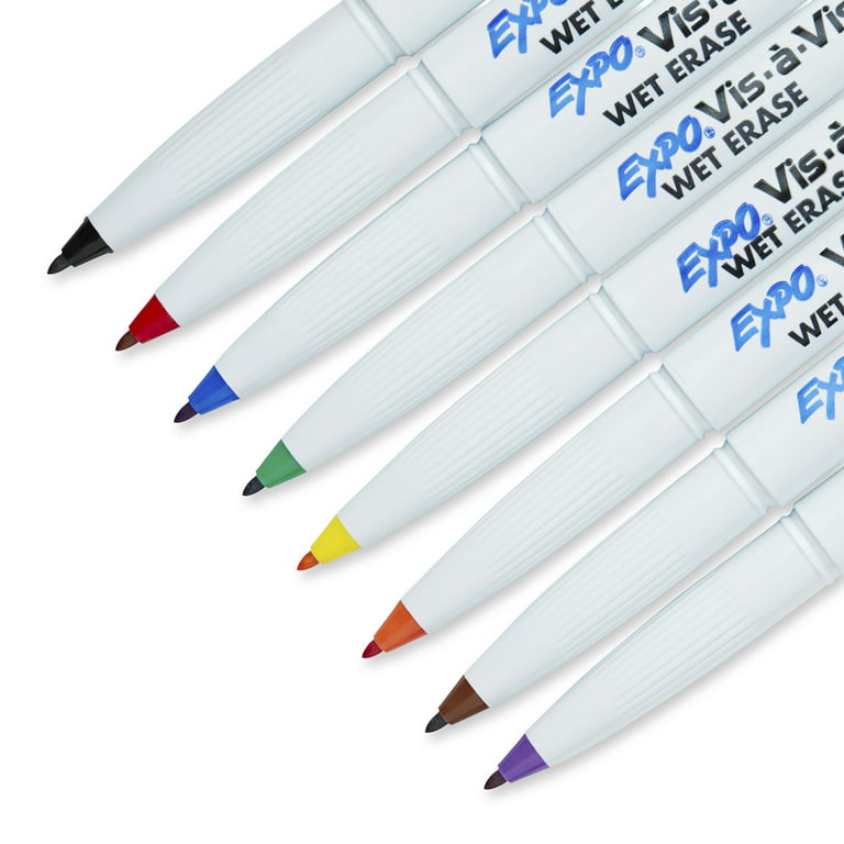 Wet Erase Markers, Shuttle Art 10 Colors 1mm Fine Tip Smudge-Free Markers, Use on Laminated Calendars, Overhead Projectors, Schedules, Whiteboards, TR