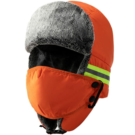 MODANU Winter Ice Fishing Trapper Hat, Warm Ice Fishing Trapper Cap Headwear, Cold Weather Warm Ski Hunting Hat with Earflap Face Mask for Men and Women