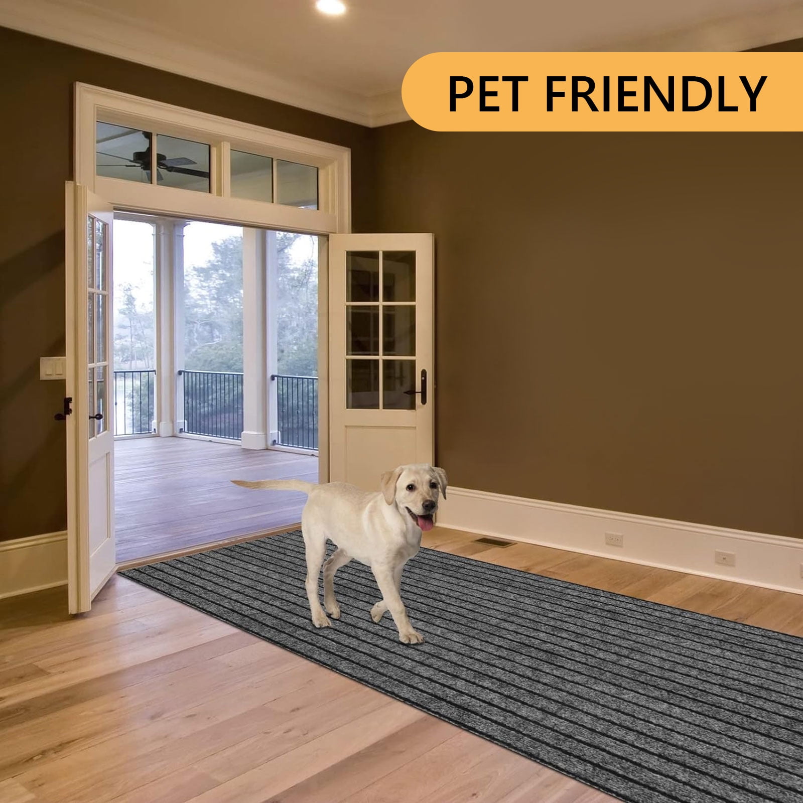 Hengbo Indoor Outdoor Runner Carpet  2 x 6 ft Runner Rugs Rubber Backing Rug for Hallway Entryway Kitchen Laundry Room Grey