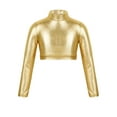 thumbnail image 5 of iEFiEL Girls 2Pcs Metallic Latin Jazz Cheer Performance Dance Costume Long Sleeve Crop Top with Pleated Skirt Gold 6, 5 of 7