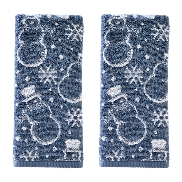 Toalla SKL Home Invierno Navidad Muñecos de Nieve 2pz Azul 41x66 cm