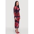 thumbnail image 2 of Women's Long Sleeve Floral Ruched Mesh Maxi Dress, 2 of 3