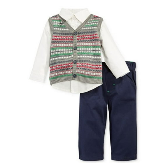 First Impressions Infant Boy 3 PC Dress Up Outfit Pants Sweater Vest Shirt 0-3m