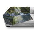 thumbnail image 3 of Rainforest Soft Flannel Fleece Throw Blanket, Foliage Jungle Misty Mountains Waterside River Shaft Sunbeams Image, Cozy Plush for Indoor and Outdoor Use, 50" x 60", Yellow Green Blue, by Ambesonne, 3 of 6