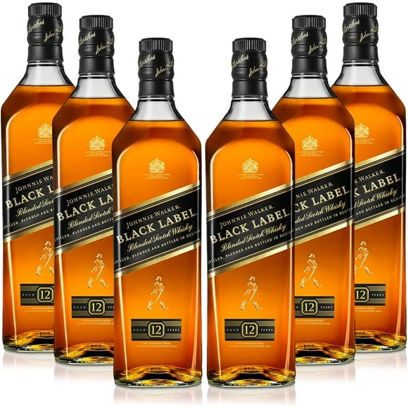 Pack de 6 Whisky Johnnie Walker Black Label 1lt Importado