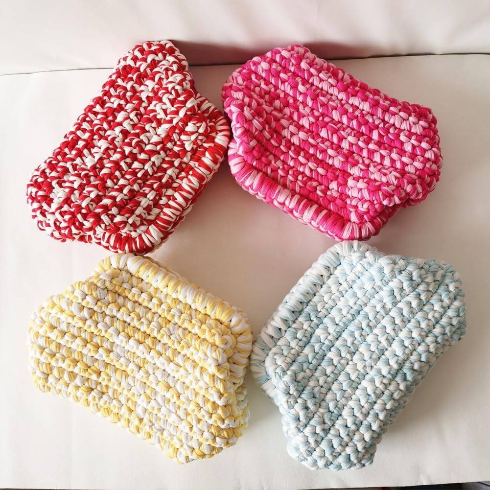 Summer Beach Clutch Purses for Women Woven Crochet Handbags Dumpling Clutch Ruched Cloud Purse Casual Colorblock Bag