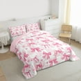 thumbnail image 4 of Feelyou Chic Pink Bowknot Bedding Comforter Set for Kids, Romantic Love Heart Twin Comforter Sets, Fashion Buffalo Plaid Reversible Bedding Set, Ultra Soft Bedroom Decor, 2 Pieces, 4 of 9