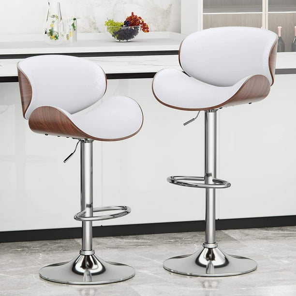 YaFiti Bar Stool Adjustable Swivel Bar Stools Set of 2, MidCentury