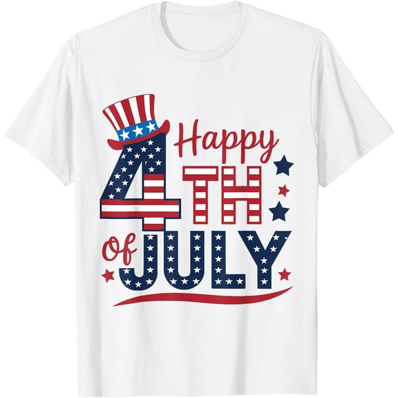Fourth of july for women American Men Happy 4th of july T-Shirt , White