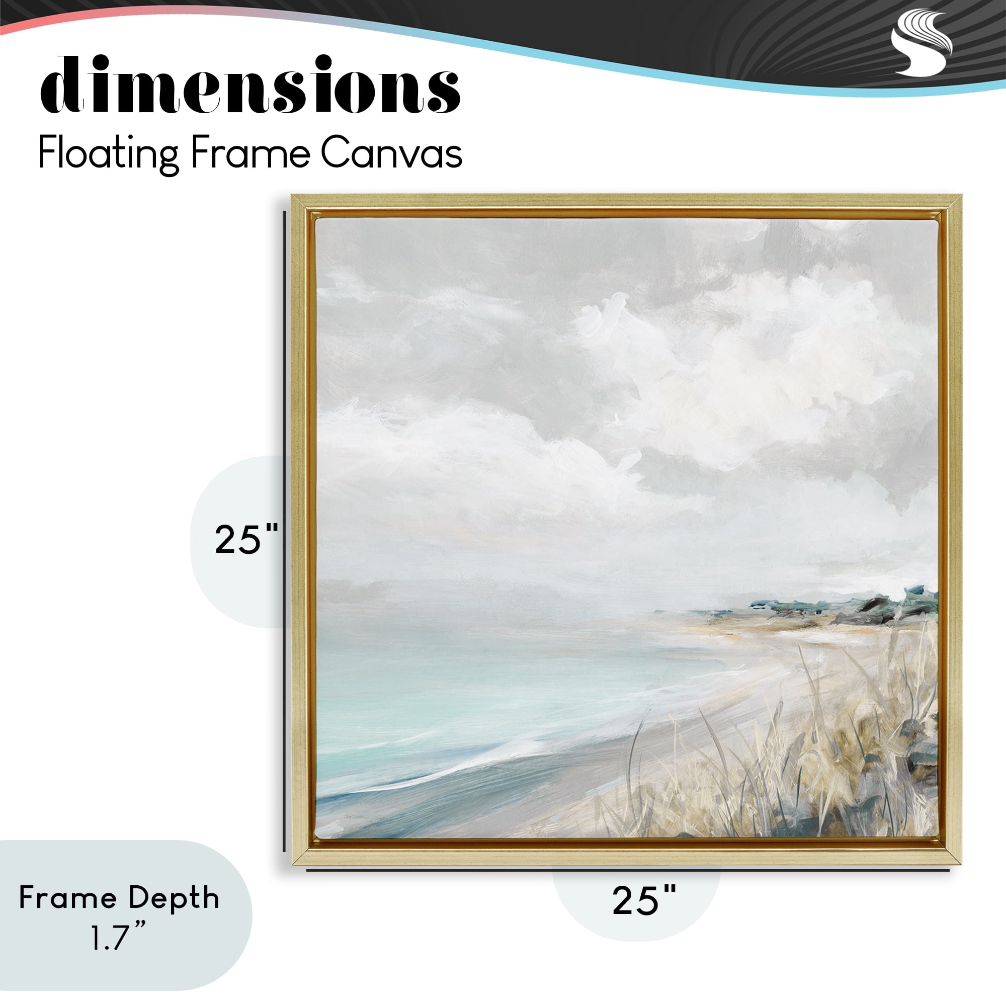 Stupell Industries Coastal Morning By The Dunes Gold Framed Floater Canvas Wall Art, design by Carol Robinson