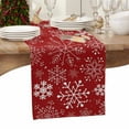 thumbnail image 4 of nqOlkjepod Red Snowflake Christmas Table Runner 36 Inches Long Farmhouse Dress Scarves, Xmas Snowflake Red Dining Tablerunner for Coffee Table/Kitchen Island/Party Décor, Small 13" x 36", 4 of 7