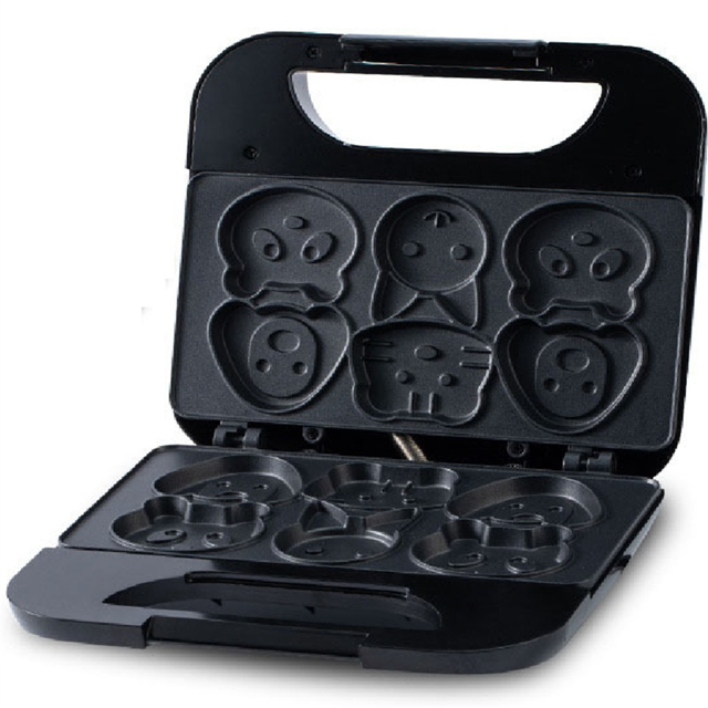 Animal Mini WaffleMaker 6 Animal Shaped Pancakes Breakfast Machine Non-Stick Waffler Iron Household for Kids Adults (US),1 * Animal Mini WaffleMaker,Black