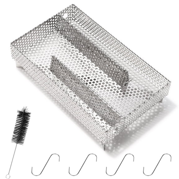 WADEO Cold Smoke Generator with Brush&Hooks for Hot or Cold Smoking, Meat, Fish, Cheese