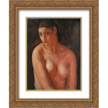 Michel Simonidy 2x Matted 20x24 Gold Ornate Framed Art Print 'Bust de jeune fille'