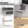 thumbnail image 5 of Westice Velvet Swivel Bar Stools Set of 4 with Tufted Back & Steel Base, Gray, 5 of 9