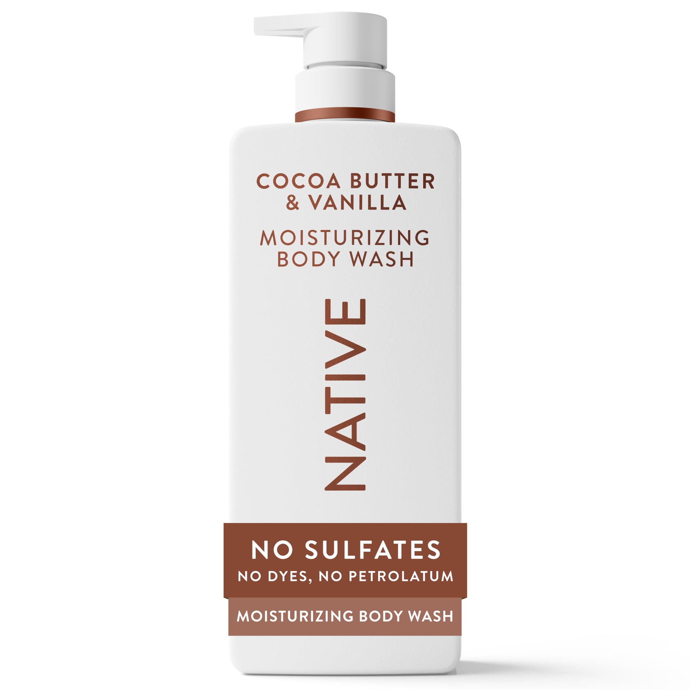 (6 pack) Native Moisturizing Body Wash, Cocoa Butter & Vanilla, Sulfate Free, 22 fl oz