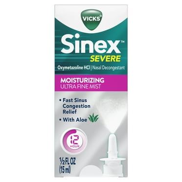 Vicks Sinex Severe Moisturizing Nasal Spray, Nasal Decongestant for Sinus Relief, 0.5 Fl oz