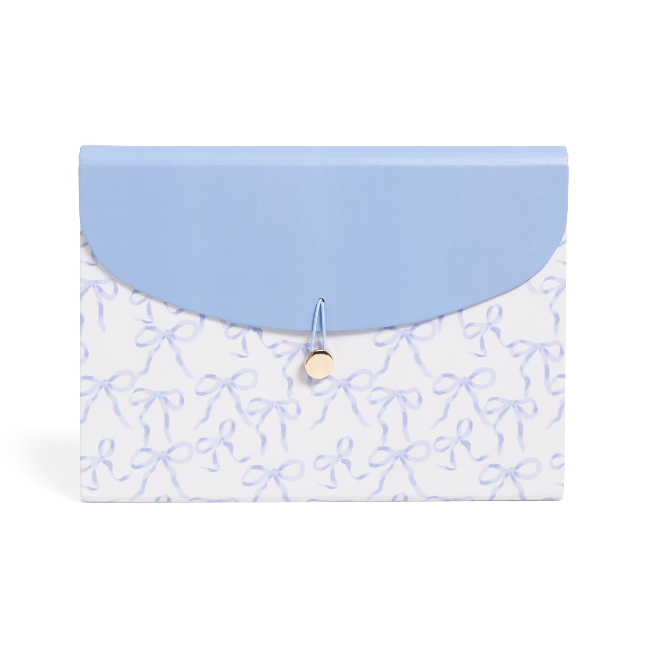 U Brands 13 Pocket Expandable File Organizer, 13 x 9.2 x 1.4 in., Charming Coquette Blue Bows, Freestanding
