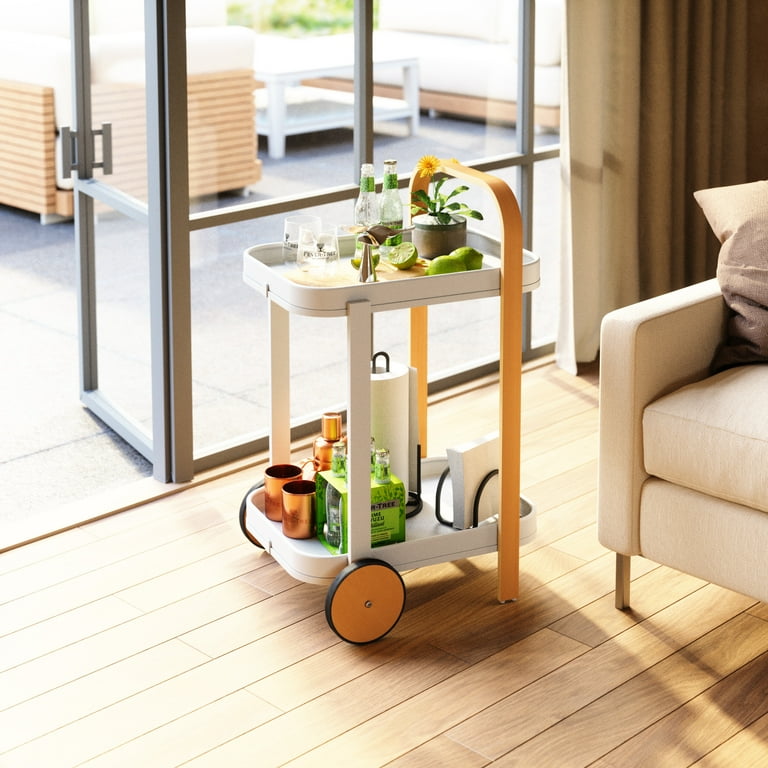 Bellwood Serving Cart  ホワイト×ナチュラル Bellwood White Cart by Umbra | Unison