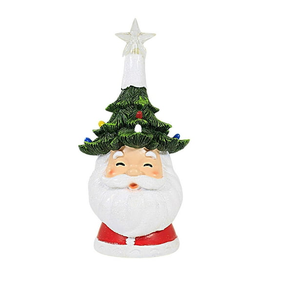 Ganz Led Light Up Santa W/Tree Hat Figurine