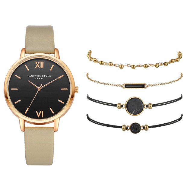 Price Down Sfonq Mothers Day Gift for Grilfriend Womens Watches ,Women's Quartz Leather Band Strap Watch Analog Wrist Bracelet bracelet Watch Set,Beige Buy 2 Save 10%