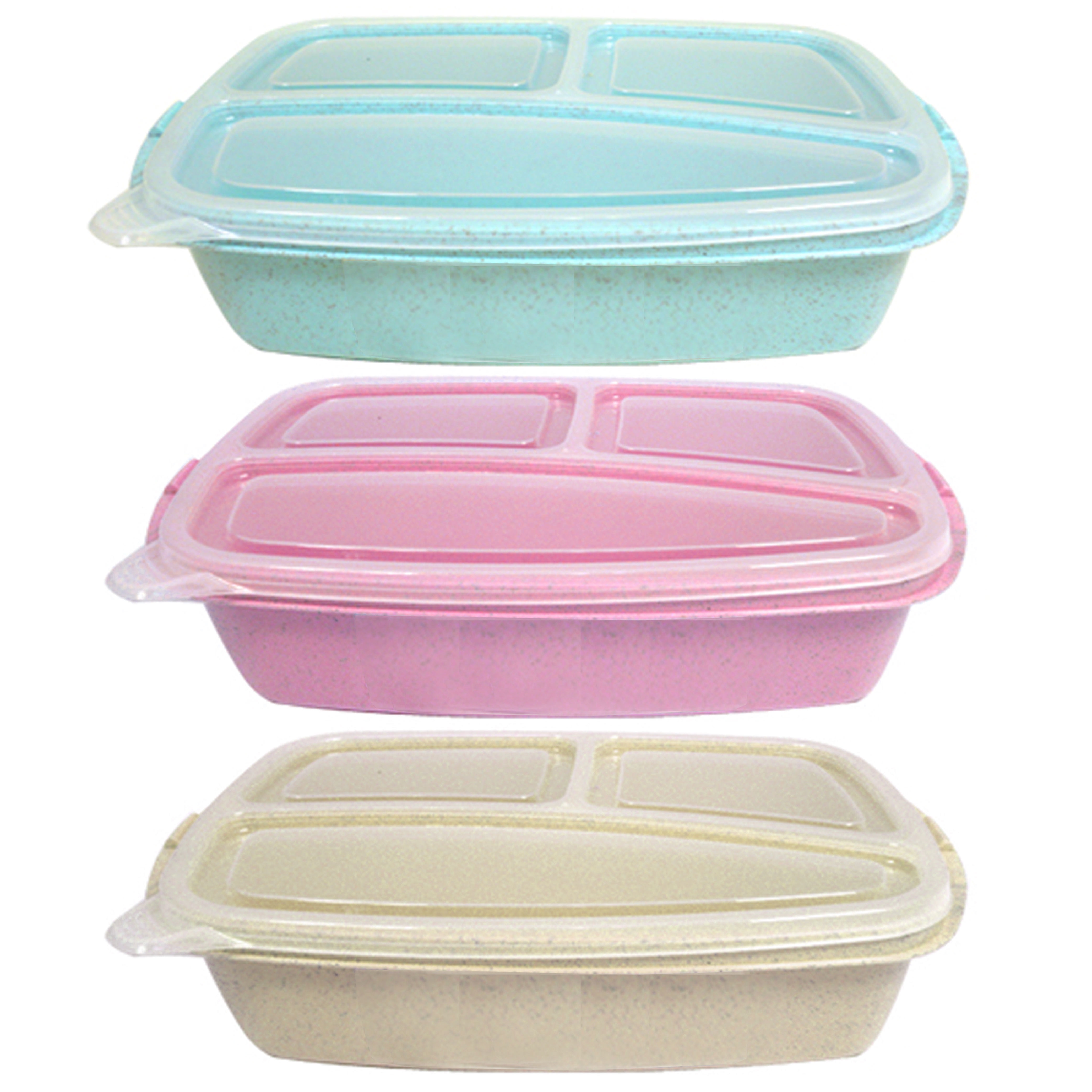 6 Large Microwave Food Storage Containers Section Divided Plates W/ Li —  AllTopBargains