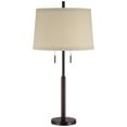 thumbnail image 2 of Possini Euro Design Rustic Farmhouse Table Lamp 33" Tall Dark Bronze Metal Off White Burlap Fabric Drum Shade for Bedroom Living Room House Bedside, 2 of 6