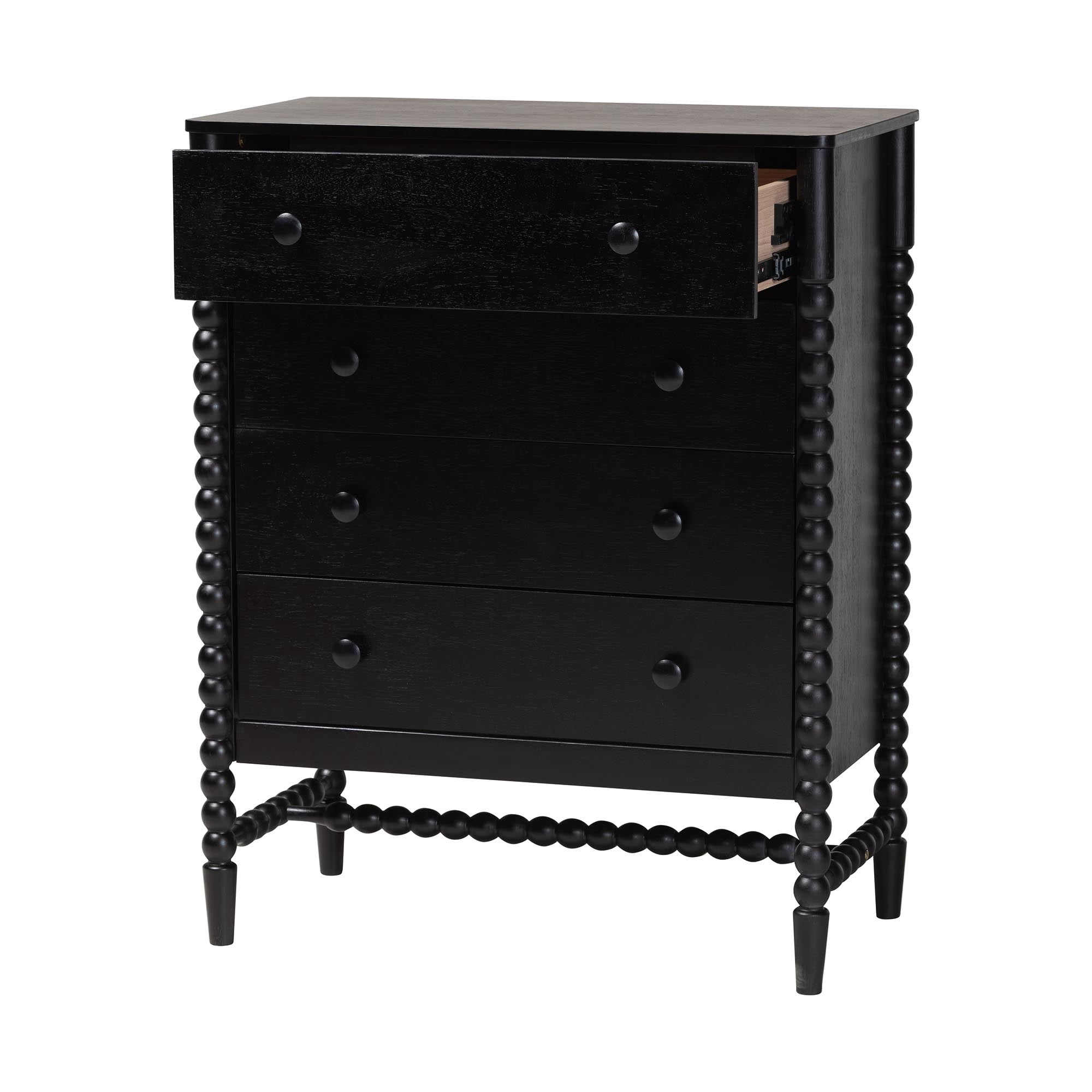 Baxton Studio Brantley Modern Farmhouse Chest, 4-Drawer, Black