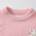 thumbnail image 4 of Mercatoo Toddler Bow Ribbed Knit Sweaters Baby Girls Cute Bow Embroidery Lightweight Pullover Knit Shirts Cozy Warm Clothes, 4 of 8
