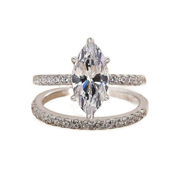 SEPARQI 2pcs His and Hers Wedding Ring Sets Couples Engagement Rings Women and Men 925 Sterling Silver AAA Cubic Zirconia Shiny Pair Gift Banquet Marquise Ring