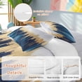 thumbnail image 2 of Abstract Color Block Bedding Duvet Cover Set Queen Size 4 Pieces Blue Block Gradient Gold Modern Bedding Set with Zipper Closure, 1 Comforter Cover 90x90 Inches 1 Flat Sheet & 2 Pillow Cases, 2 of 9