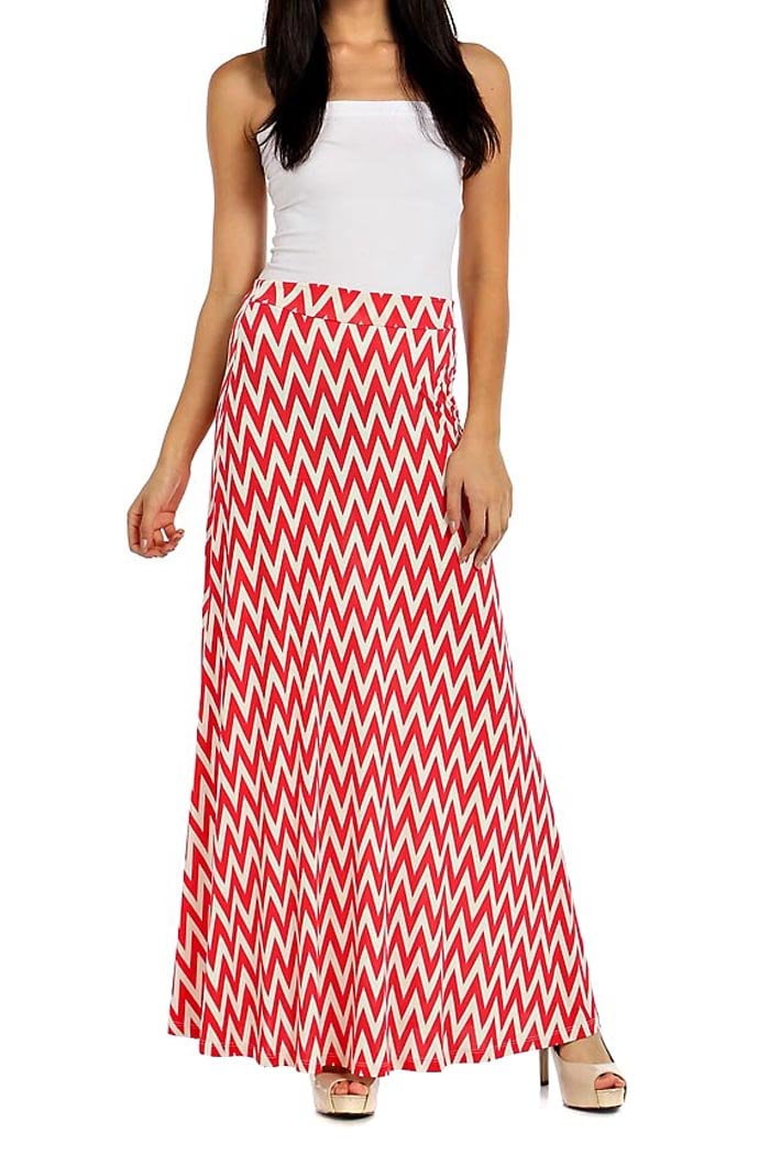 NYL Women’s Everyday Basic Chevron Print Long Poly Span Maxi Skirt