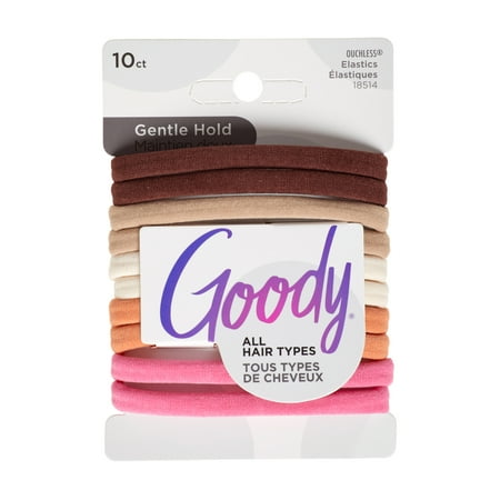 Goody Seamless Elastics  for Thicker Hair  Ponytail Holder  Warm Color Assortment  10 Ct
