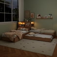 thumbnail image 5 of EUROCO Wood L-Shaped Twin Platform Bed with Trundle and Drawers, L Shaped Bed with Desk and LED Light for Kids Teens Bedroom, Natural, 5 of 12