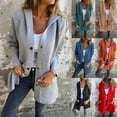 thumbnail image 4 of Casual Single Breasted Hooded Jacket, Single Breasted Jacket Women, Lapel Single Breasted with Snaps, 4 of 6